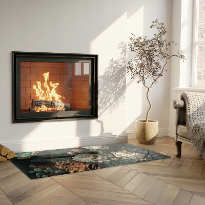 Apsauginis židinio stiklas stačiakampis Gėlių raštas su drugeliais