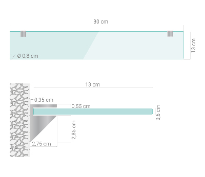 Vonios lentynėlė iš stiklo skaidri