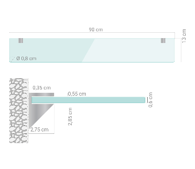 Vonios lentynėlė iš stiklo skaidri