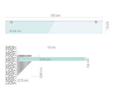 Vonios lentynėlė iš stiklo skaidri