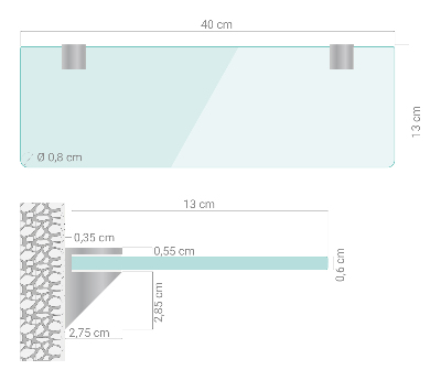Vonios lentynėlė iš stiklo skaidri