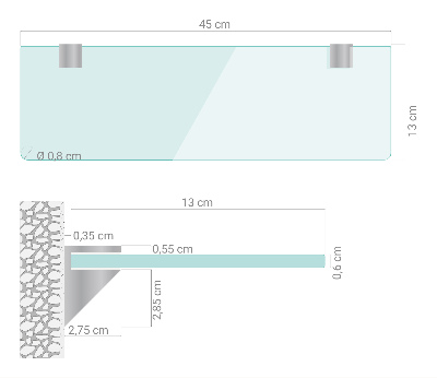 Vonios lentynėlė iš stiklo skaidri