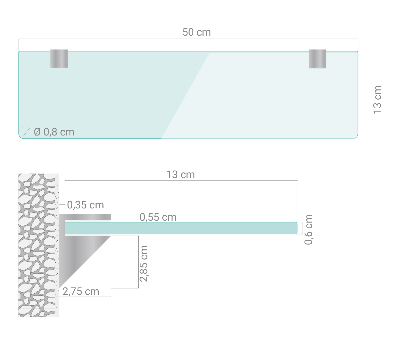 Vonios lentynėlė iš stiklo skaidri