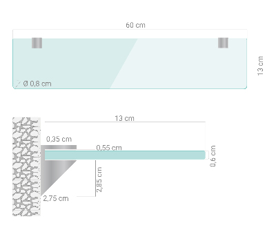 Vonios lentynėlė iš stiklo skaidri