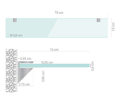 Vonios lentynėlė iš stiklo skaidri