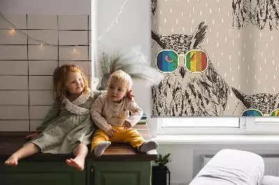 Roletai balkono durims Pelėdos spalvinguose stikliniuose