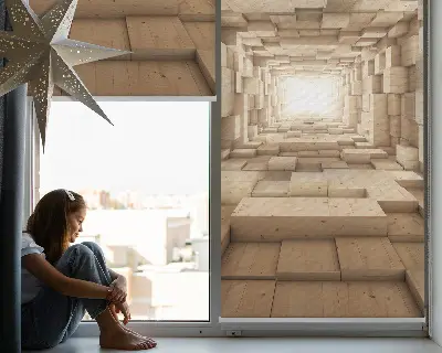 Vidiniai langų roletai 3D medinė skylė