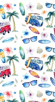 Roletai balkono durims Havajų automobiliai ir palmės