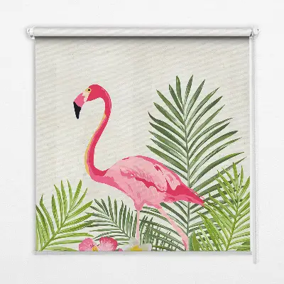 Medžiaginiai roletai Flamingos prie lapų