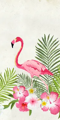 Medžiaginiai roletai Flamingos prie lapų