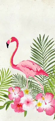 Medžiaginiai roletai Flamingos prie lapų