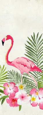 Medžiaginiai roletai Flamingos prie lapų