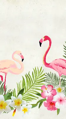Medžiaginiai roletai Flamingos prie lapų