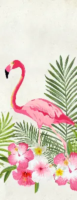 Medžiaginiai roletai Flamingos prie lapų