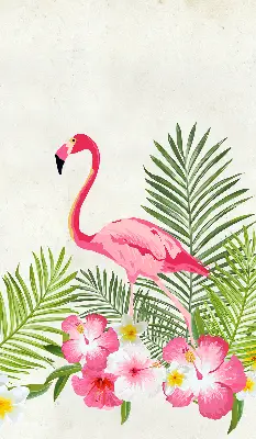 Medžiaginiai roletai Flamingos prie lapų