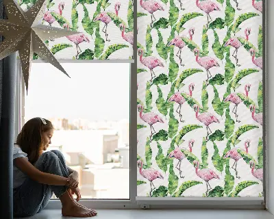 Roletai balkono durims Flamingos prie lapų