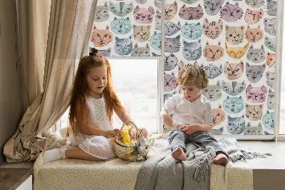 Vidiniai langų roletai Spalvingi kačių veidai