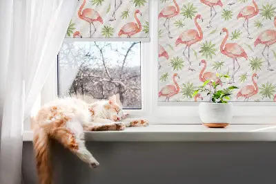 Medžiaginiai roletai Flamingas ir lapai
