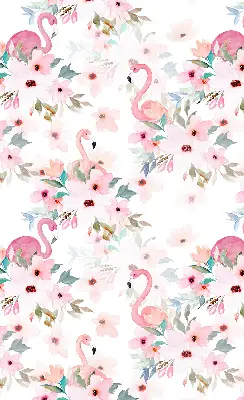 Vidiniai langų roletai Flamingos tarp gėlių