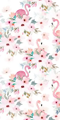 Vidiniai langų roletai Flamingos tarp gėlių