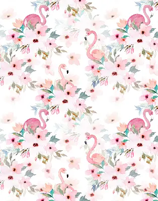 Vidiniai langų roletai Flamingos tarp gėlių