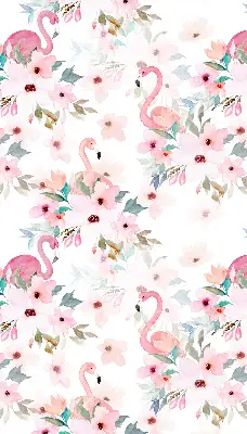 Vidiniai langų roletai Flamingos tarp gėlių