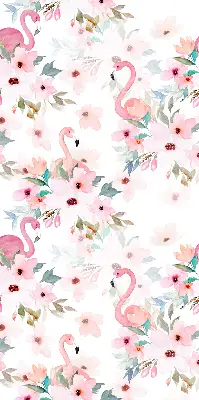 Vidiniai langų roletai Flamingos tarp gėlių