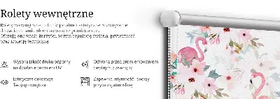 Vidiniai langų roletai Flamingos tarp gėlių