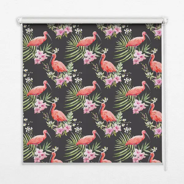 Medžiaginiai roletai Flamingos ant augalų