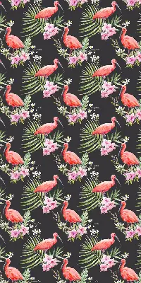 Medžiaginiai roletai Flamingos ant augalų