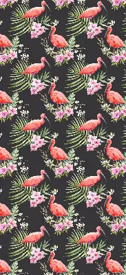 Medžiaginiai roletai Flamingos ant augalų