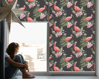 Medžiaginiai roletai Flamingos ant augalų