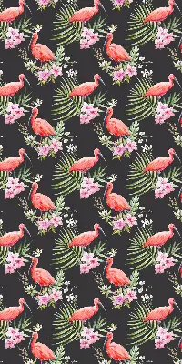 Medžiaginiai roletai Flamingos ant augalų
