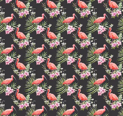 Medžiaginiai roletai Flamingos ant augalų