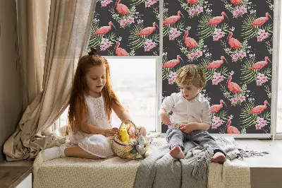 Medžiaginiai roletai Flamingos ant augalų