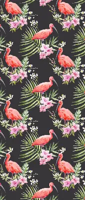 Medžiaginiai roletai Flamingos ant augalų