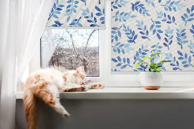 Vidiniai roletai langams Mėlyni lapai