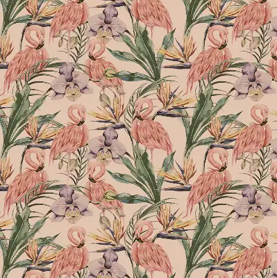 Vidiniai roletai langams Flamingos ir gėlės