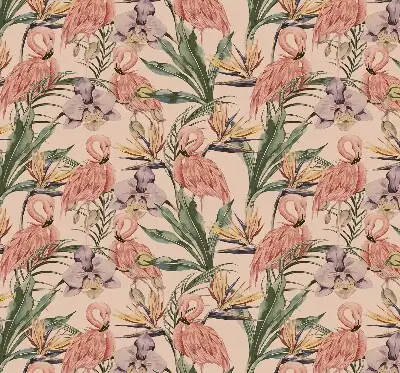 Vidiniai roletai langams Flamingos ir gėlės