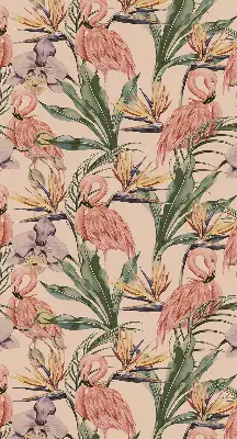 Vidiniai roletai langams Flamingos ir gėlės
