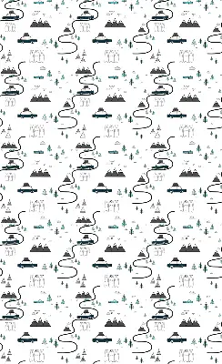 Vidiniai užtemdantys langų roletai Miško ir kalnų tako raštas