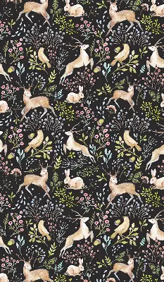 Užtemdantys roletai balkono durims Stirnos paukščiai ir triušiai