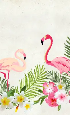 Medžiaginiai užtemdantys roletai Flamingos prie lapų