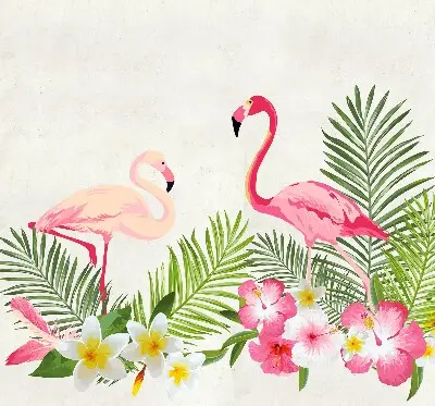 Medžiaginiai užtemdantys roletai Flamingos prie lapų