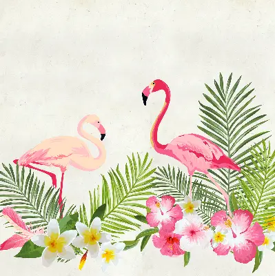 Medžiaginiai užtemdantys roletai Flamingos prie lapų