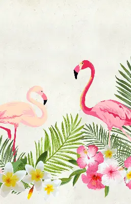 Medžiaginiai užtemdantys roletai Flamingos prie lapų