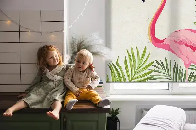 Medžiaginiai užtemdantys roletai Flamingos prie lapų