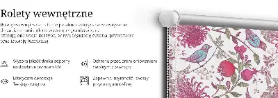 Užtemdantys roletai langams Spalvingi paukščiai tarp gėlių