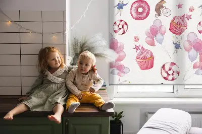 Vidiniai užtemdantys roletai Rožiniai balionai, spurgos ir zuikiai