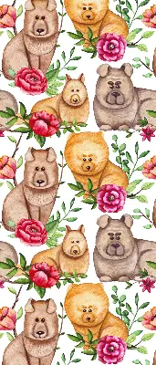 Vidiniai užtemdantys roletai Šunys tarp gėlių